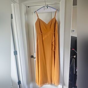 Elegant Butterscotch Spaghetti Strap Dress